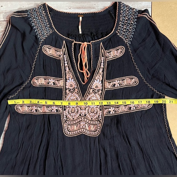 Free People Dress Small Black Embroidery V Neck - Picture 5 of 8